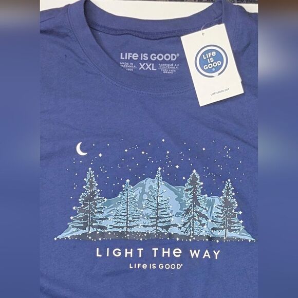 NEW XXL LIGHT THE WAY LIFE IS GOOD LONG SLEEVE SNOW CHRISTMAS TREE TSHIRT 1X NWT - Picture 1 of 10